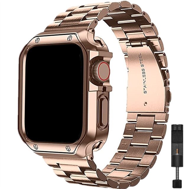 Metal Strap for Apple Watch 45mm 41mm Band 44mm 40mm Silicone Cover + Stainless Steel Bracelet for iWatch 7 6 SE 5 4 3 Soft Case
