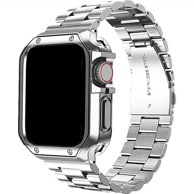 Metal Strap for Apple Watch 45mm 41mm Band 44mm 40mm Silicone Cover + Stainless Steel Bracelet for iWatch 7 6 SE 5 4 3 Soft Case