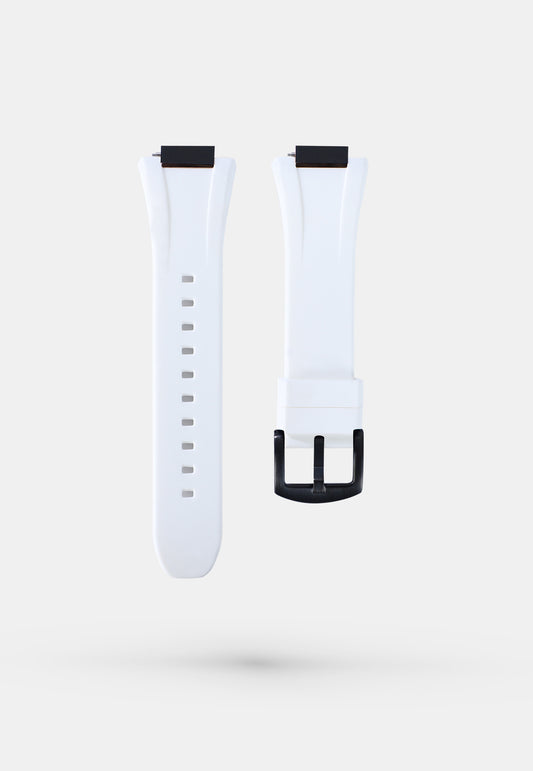 Accessoire Apple Watch - Bracelet Silicone Blanc Cervino boucle Noir pour Apple Watch séries 4, 5, 6 et SE de 44mm 