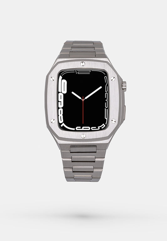 Silver - Accessoire Apple Watch - Coque et bracelet  acier argent Appel Watch 44mm - avant
