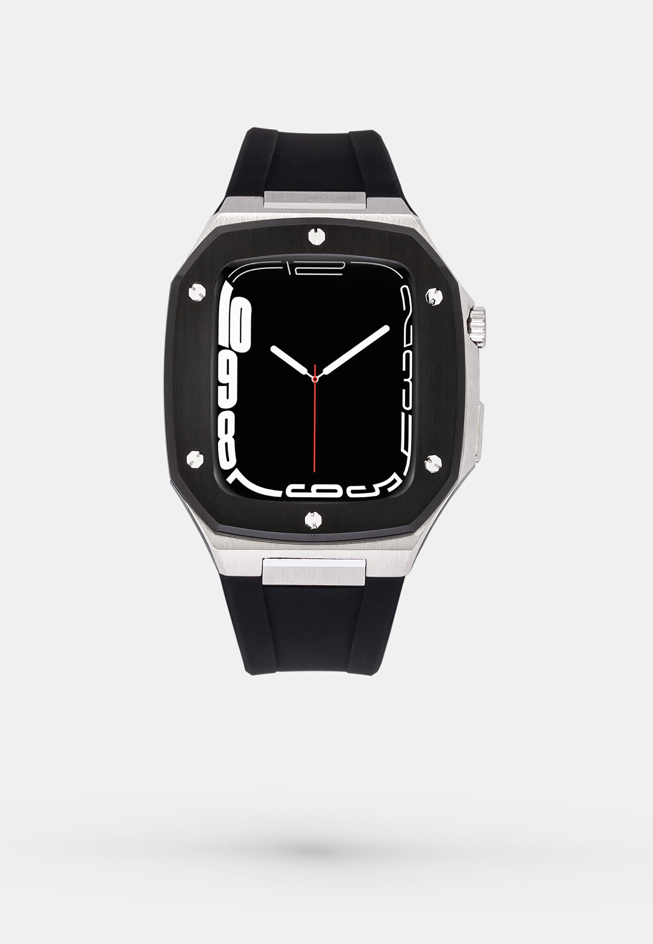 Offshore Black - Accessoire Apple Watch - Coque Etui Boitier Noir avec lunette de la Montre en Argent Bracelet Noir Appel Watch 44mm